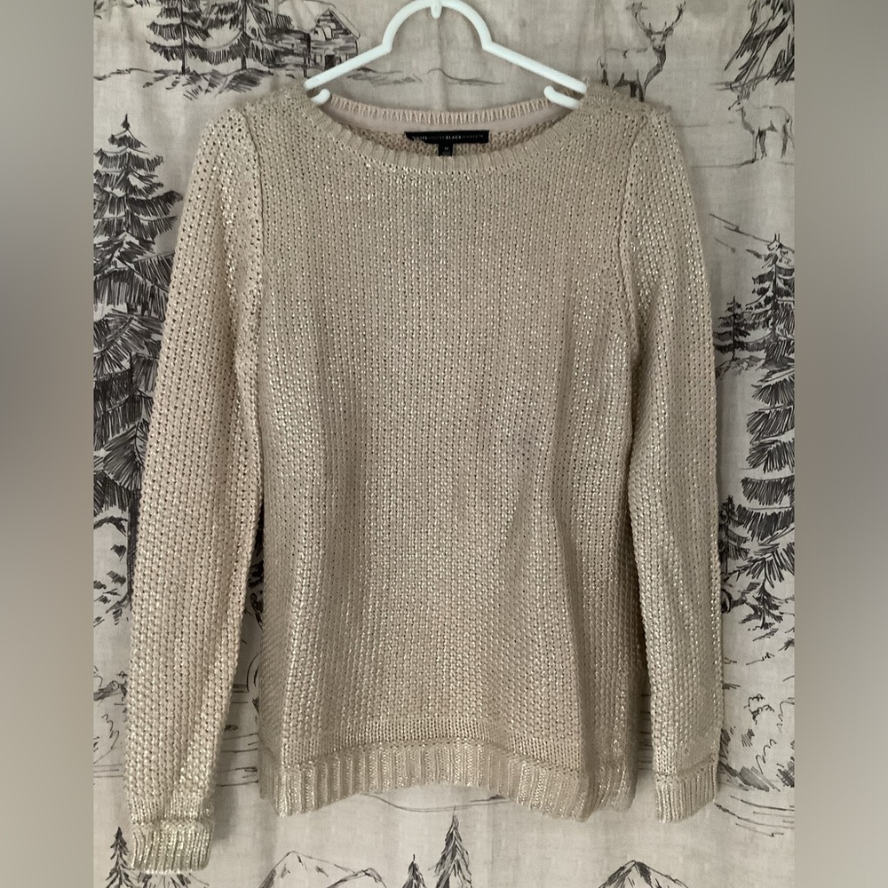 WHBM Women's Cream/Light Gold Sweater
